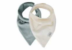 Jollein Slab Bandana Velvet Rib – Sea Green/Ivory – 2 Stuks