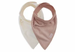 Jollein Slab Bandana Velvet Rib – Wild Rose/Ivory – 2 Stuks