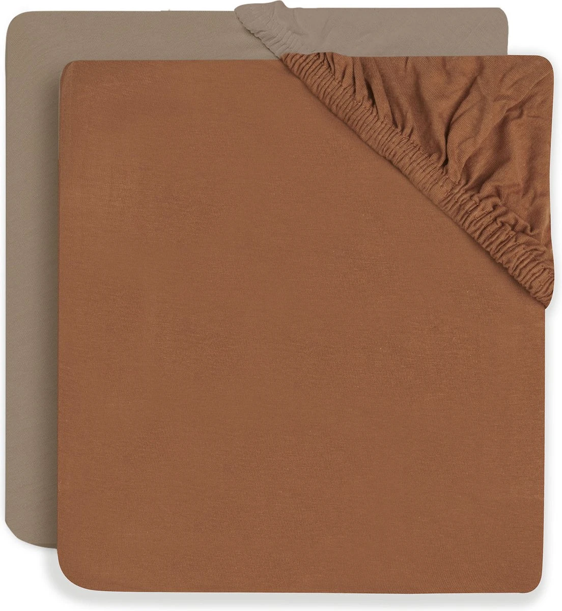 Jollein Baby Hoeslaken Jersey 60x120cm - Caramel/Biscuit - 2 Stuks
