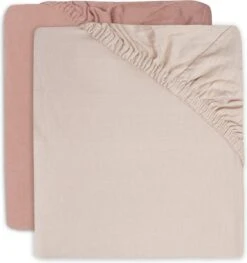 Jollein Baby Hoeslaken Jersey 60x120cm - Pale Pink/Rosewood - 2 Stuks