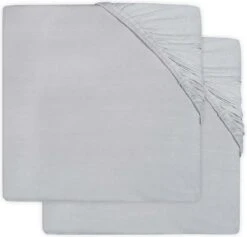 Jollein Baby Hoeslaken Wieg Jersey 40/50x80/90cm - Soft Grey - 2 Stuks