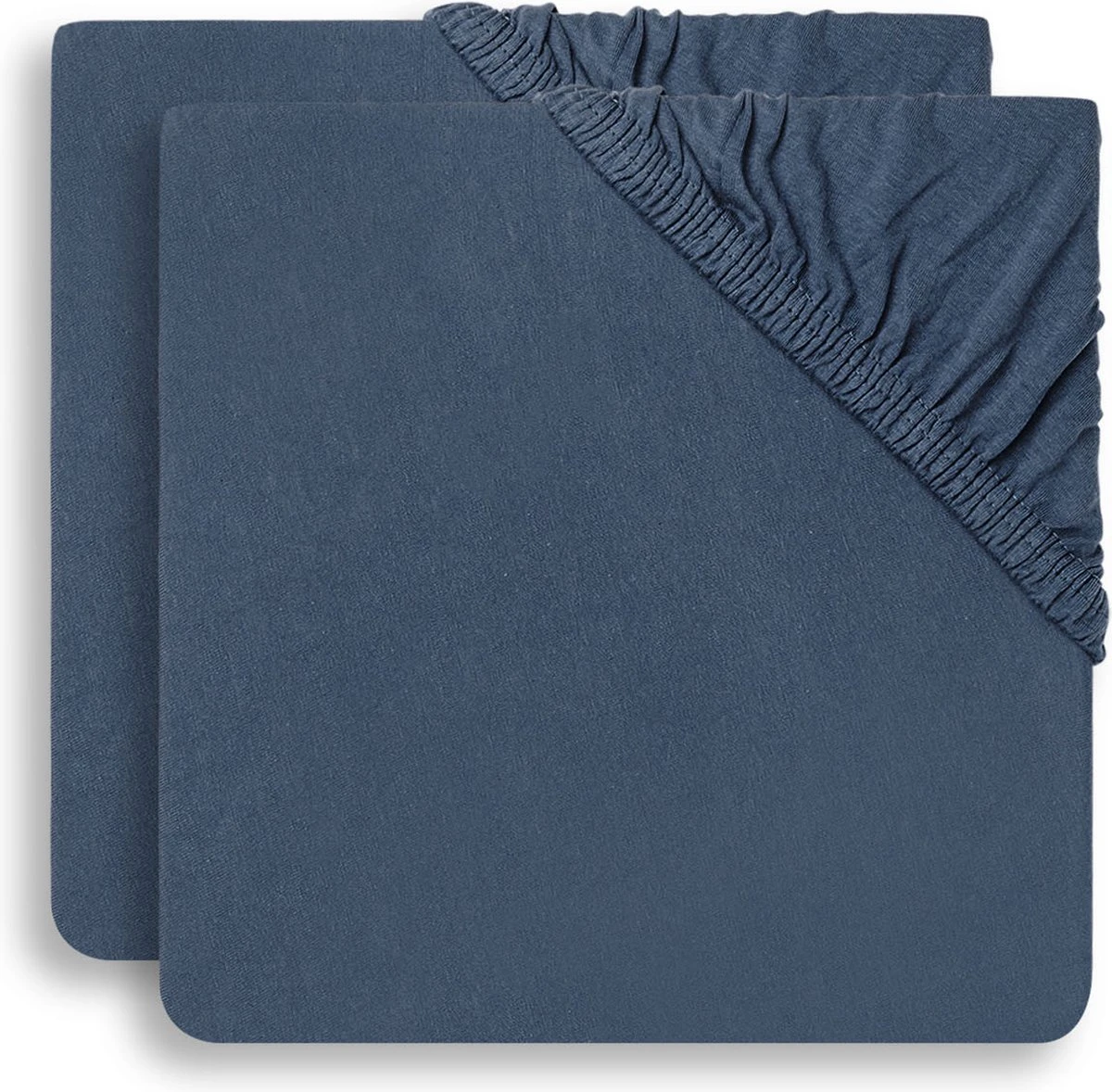 Jollein Baby Hoeslaken Ledikant Jersey 60x120cm - Jeans Blue - 2 Stuks - Afbeelding 2