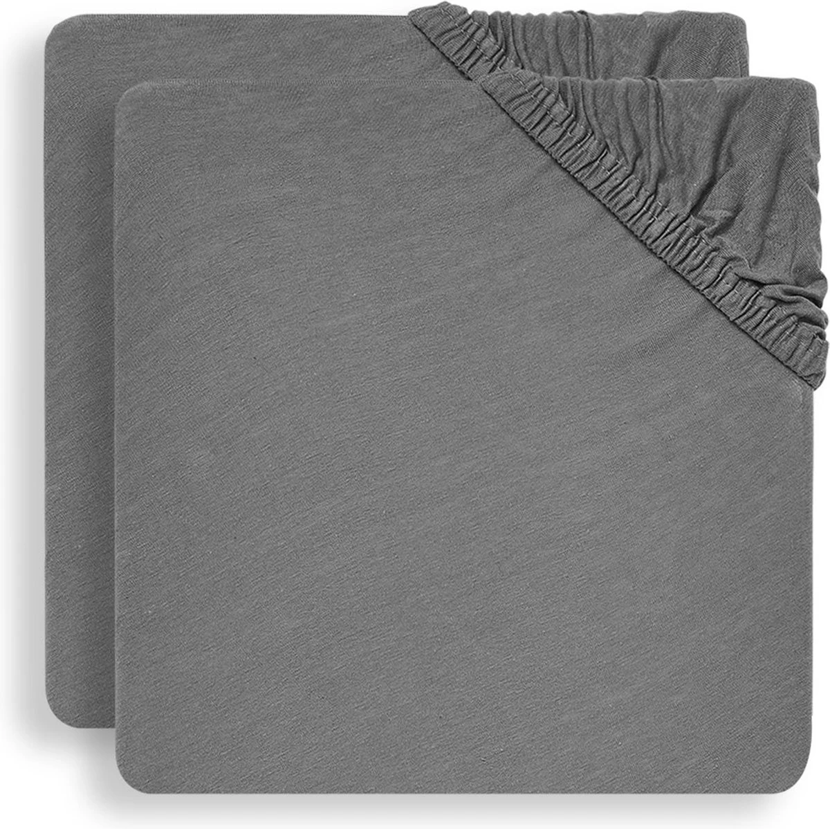 Jollein Baby Hoeslaken Boxmatras Jersey 75x95cm - Storm Grey - 2 Stuks - Afbeelding 2