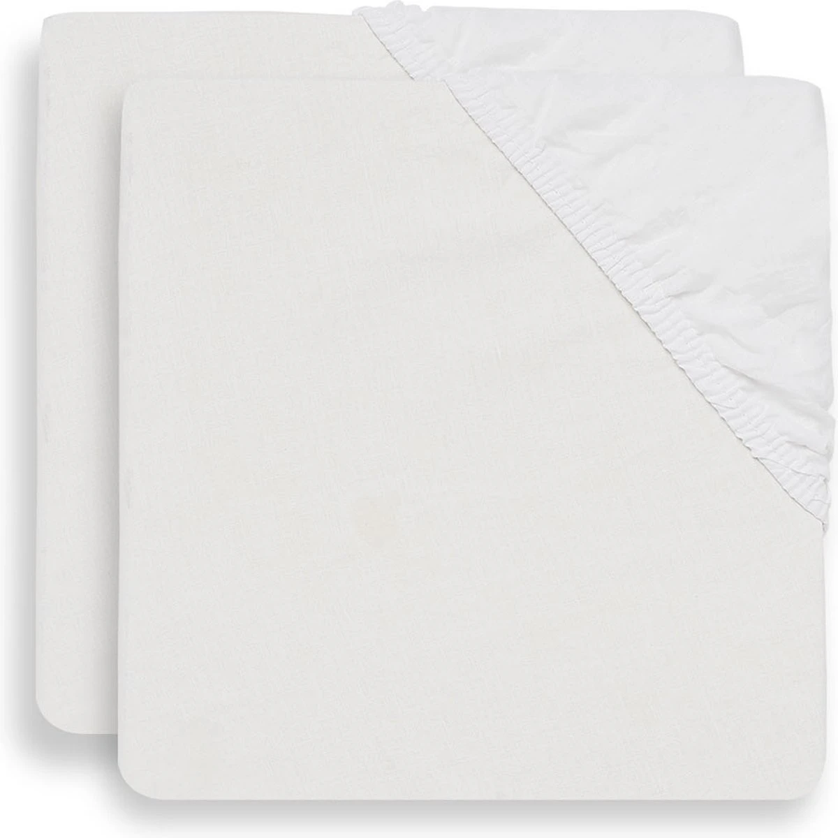 Jollein Baby Hoeslaken Peuterbed Katoen 70x140cm - Wit - 2 Stuks - Afbeelding 2