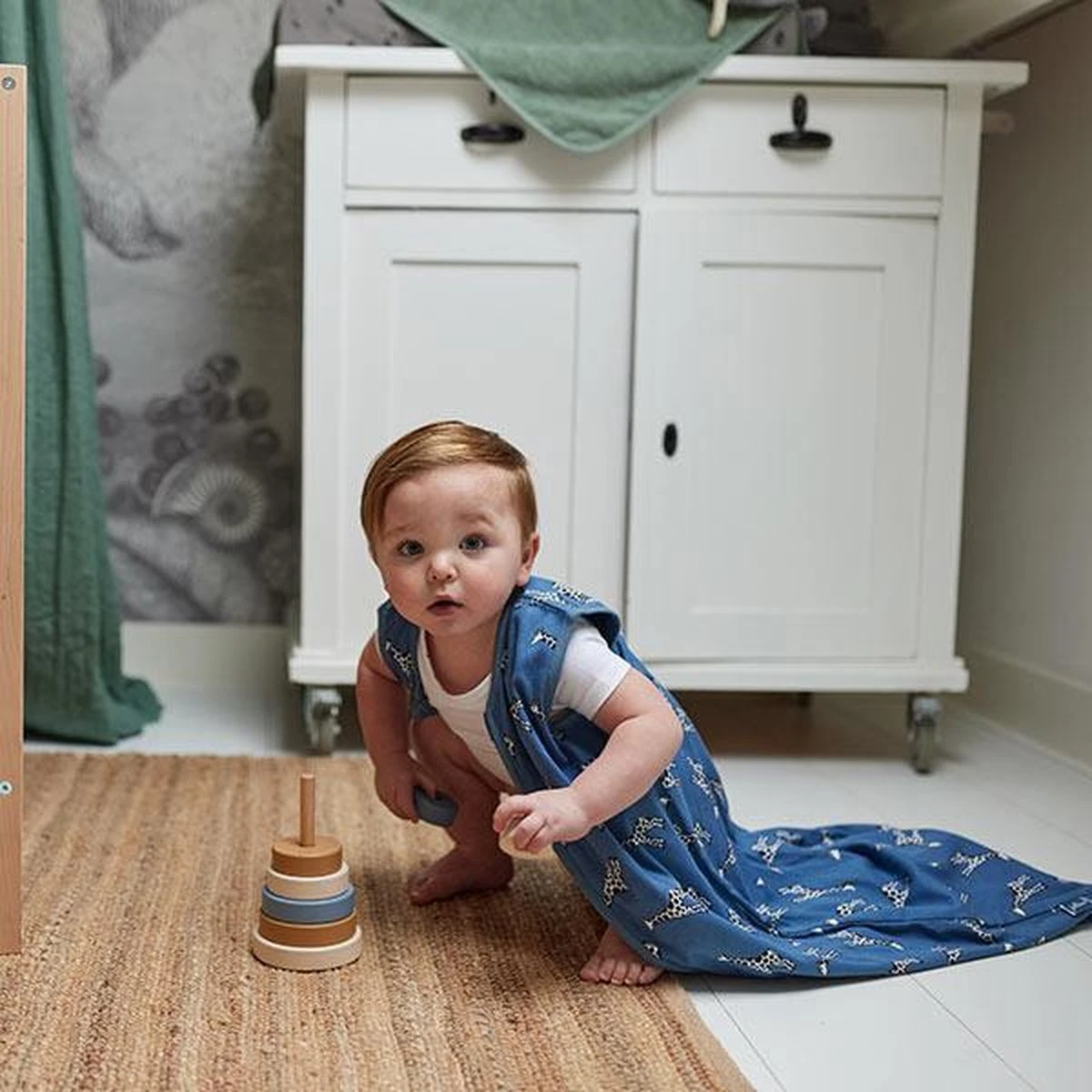 Jollein Baby Slaapzak Jersey 110cm Giraffe - Jeans Blue - Afbeelding 4