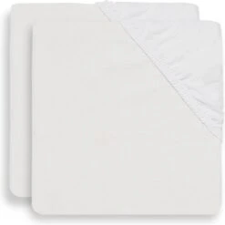 Jollein Baby Hoeslaken Ledikant Katoen 60x120cm - Wit - 2 Stuks