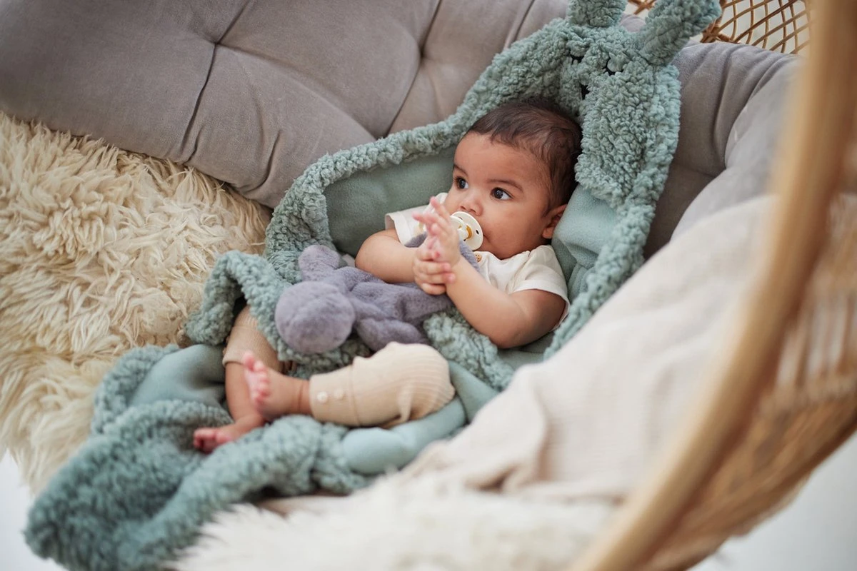 Jollein Wikkeldeken Bunny 100x105cm - Ash Green - Afbeelding 8