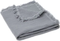 Jollein Wieg Deken Muslin Fringe 75x100cm – Storm Grey