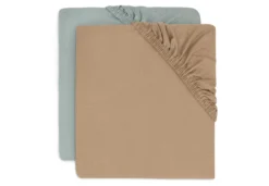 Jollein Hoeslaken Jersey 40/50 X 80/90 Cm Sea Green / Biscuit 2-pack