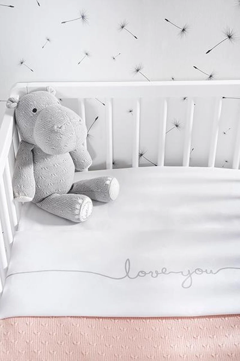 Jollein Baby Laken Wieg 75x100cm Love You - Grey - Afbeelding 3