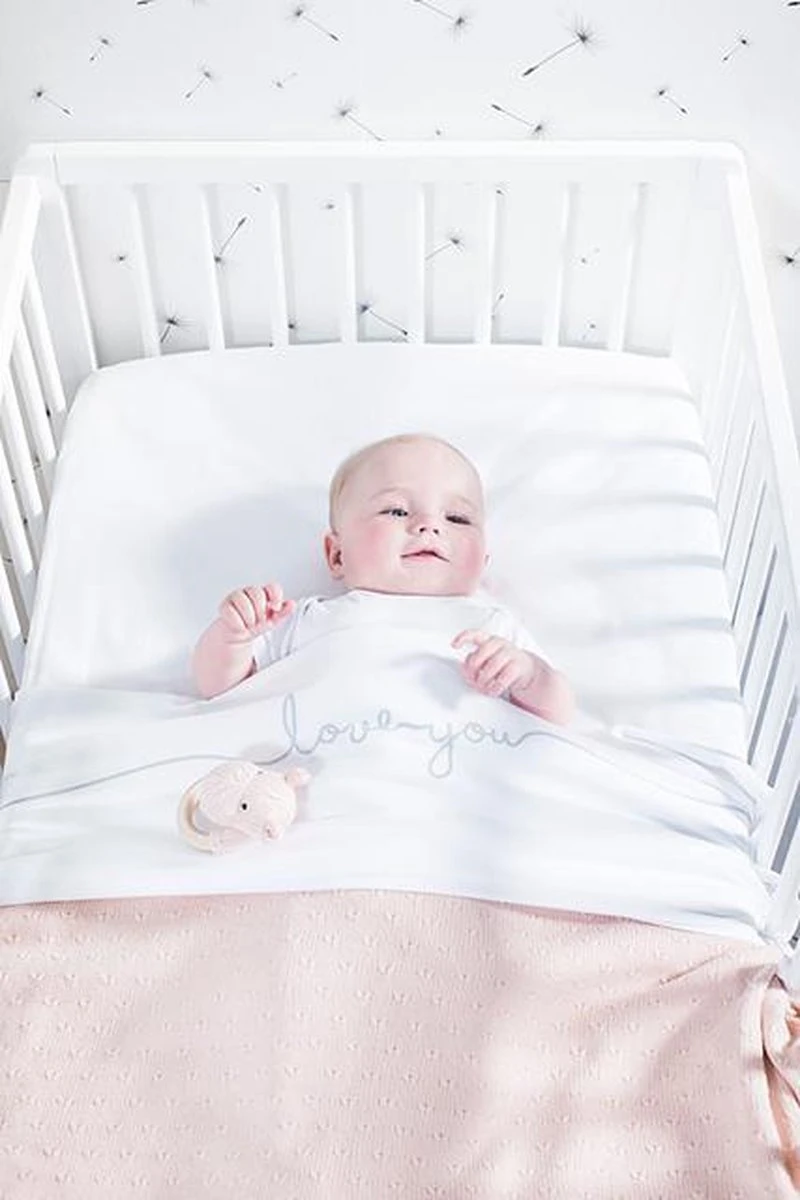 Jollein Baby Laken Wieg 75x100cm Love You - Grey - Afbeelding 4