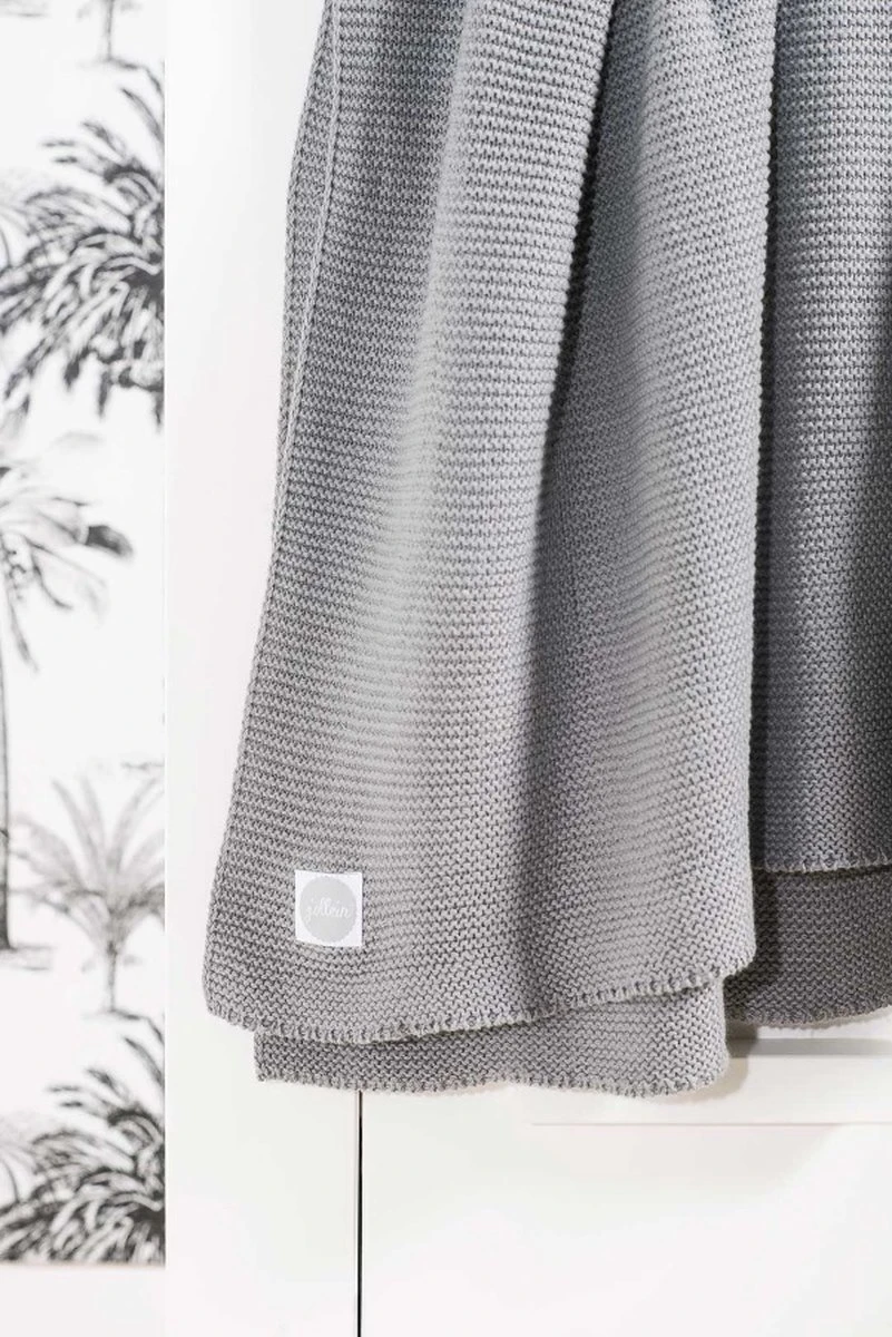 Jollein Baby Deken Ledikant 100x150cm Basic Knit - Stone Grey - Afbeelding 5
