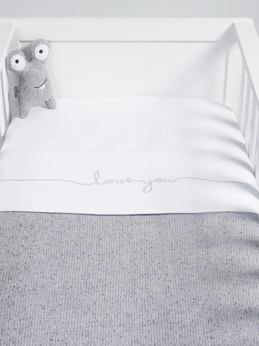 Jollein Baby Laken Wieg 75x100cm Love You - Grey - Afbeelding 11